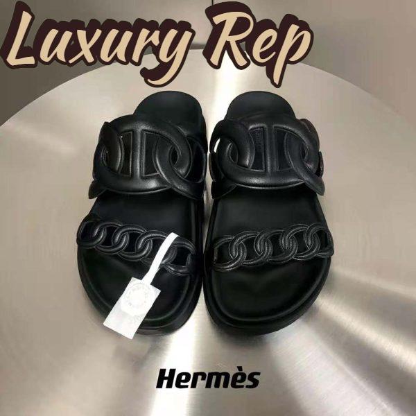 Replica Hermes Women Extra Sandal in Nappa Leather-Black 3