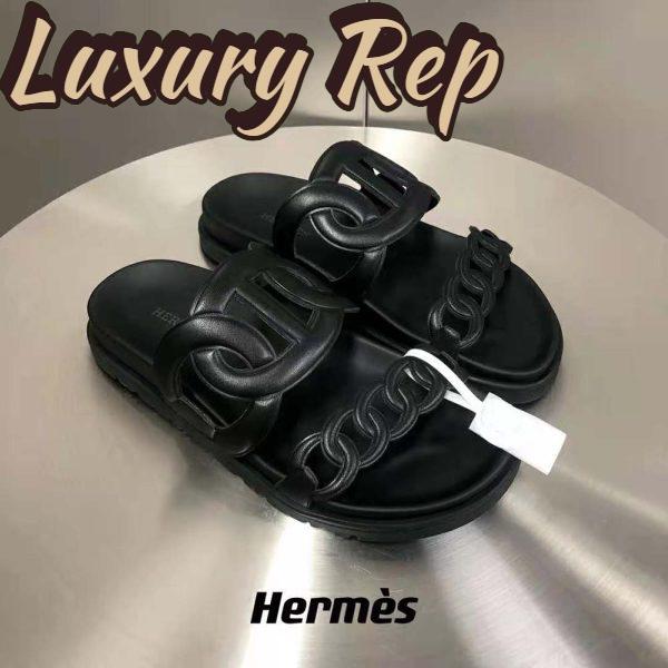 Replica Hermes Women Extra Sandal in Nappa Leather-Black 4