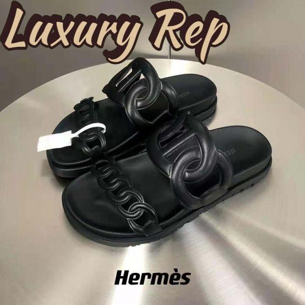 Replica Hermes Women Extra Sandal in Nappa Leather-Black 5