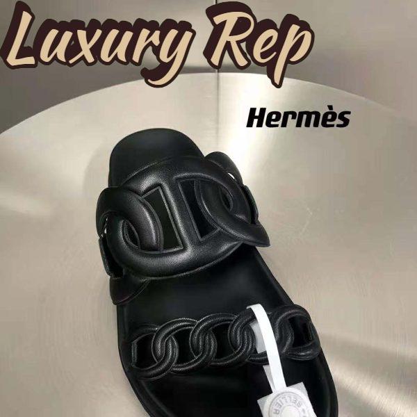 Replica Hermes Women Extra Sandal in Nappa Leather-Black 10