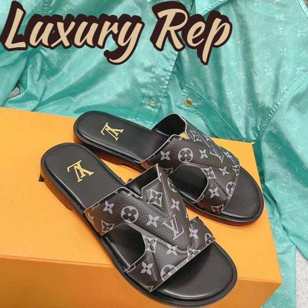 Replica Louis Vuitton LV Unisex Oasis Mule Eclipse Black Monogram Grained Calf Leather Rubber 3
