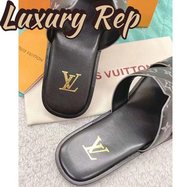 Replica Louis Vuitton LV Unisex Oasis Mule Eclipse Black Monogram Grained Calf Leather Rubber 8