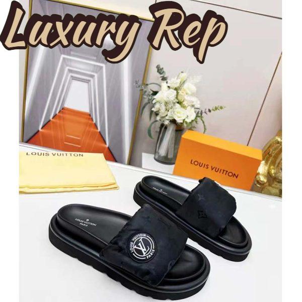 Replica Louis Vuitton LV Unisex Pool Pillow Comfort Mule Black Monogram Nylon 3