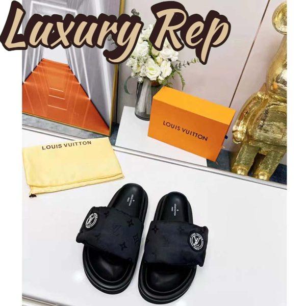 Replica Louis Vuitton LV Unisex Pool Pillow Comfort Mule Black Monogram Nylon 4