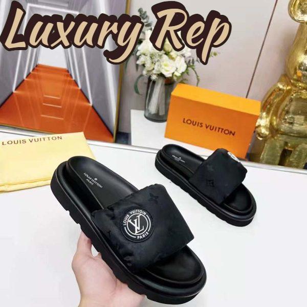 Replica Louis Vuitton LV Unisex Pool Pillow Comfort Mule Black Monogram Nylon 7