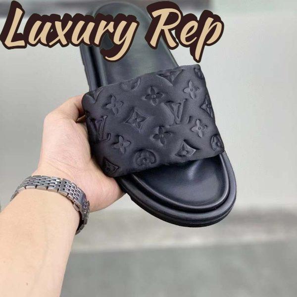 Replica Louis Vuitton LV Unisex Pool Pillow Flat Comfort Mule Black Monogram 6