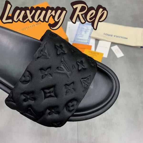 Replica Louis Vuitton LV Unisex Pool Pillow Flat Comfort Mule Black Monogram 8