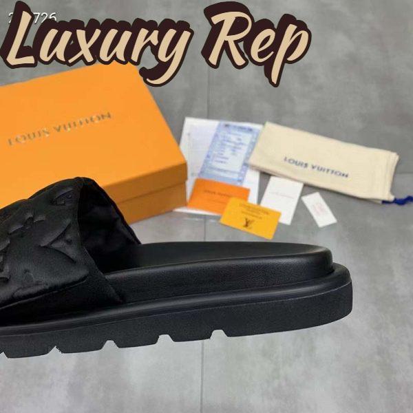 Replica Louis Vuitton LV Unisex Pool Pillow Flat Comfort Mule Black Monogram 9