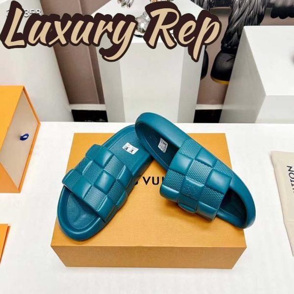 Replica Louis Vuitton LV Unisex Waterfront Mule Lagoon Blue Maxi Damier Rubber Waterproof Rubber 7