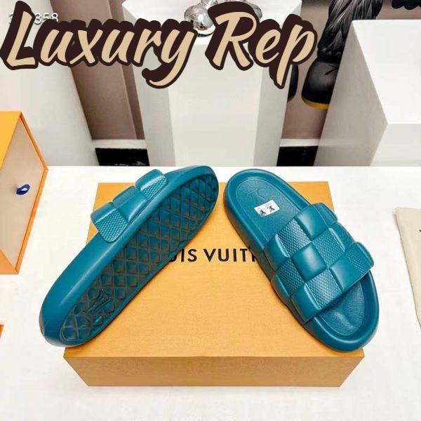 Replica Louis Vuitton LV Unisex Waterfront Mule Lagoon Blue Maxi Damier Rubber Waterproof Rubber 8