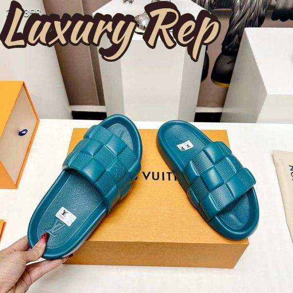Replica Louis Vuitton LV Unisex Waterfront Mule Lagoon Blue Maxi Damier Rubber Waterproof Rubber 9