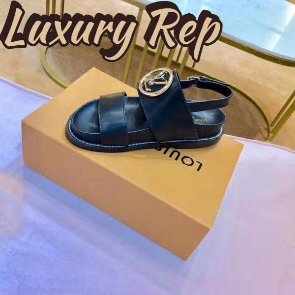 Replica Louis Vuitton LV Women Crossroads Comfort Sandal in Black Glazed Calf Leather 3