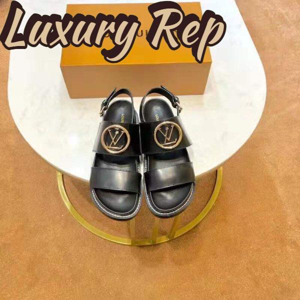 Replica Louis Vuitton LV Women Crossroads Comfort Sandal in Black Glazed Calf Leather 4