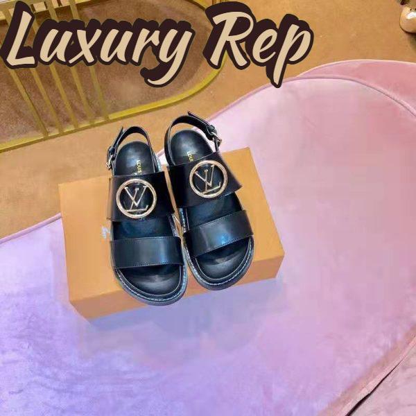 Replica Louis Vuitton LV Women Crossroads Comfort Sandal in Black Glazed Calf Leather 6