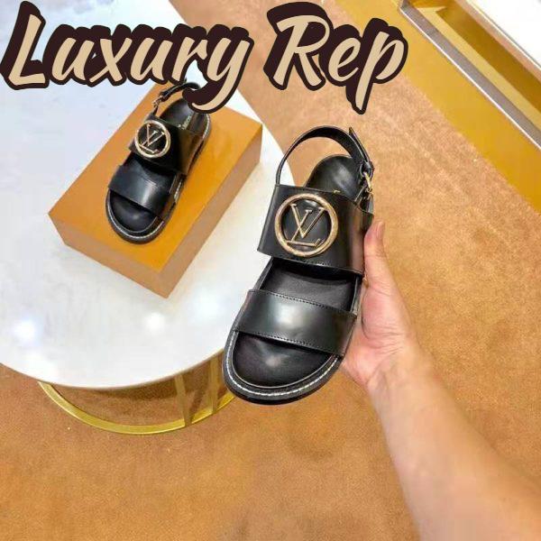 Replica Louis Vuitton LV Women Crossroads Comfort Sandal in Black Glazed Calf Leather 7