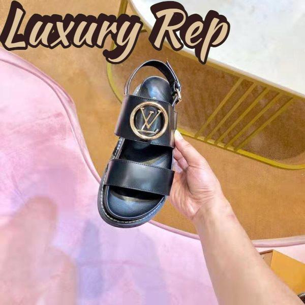 Replica Louis Vuitton LV Women Crossroads Comfort Sandal in Black Glazed Calf Leather 8