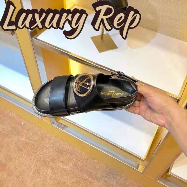 Replica Louis Vuitton LV Women Crossroads Comfort Sandal in Black Glazed Calf Leather 9