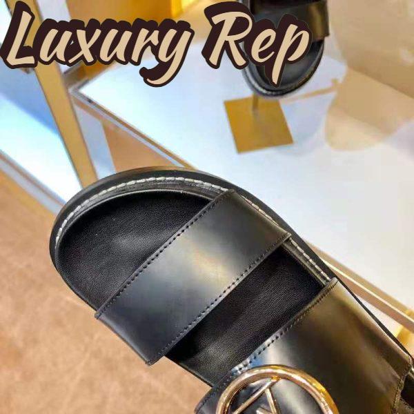 Replica Louis Vuitton LV Women Crossroads Comfort Sandal in Black Glazed Calf Leather 10