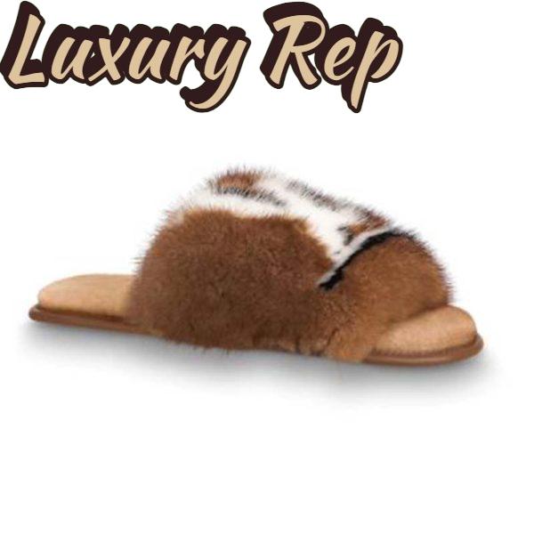 Replica Louis Vuitton LV Women Homey Flat Mule in Mink Fur-Brown