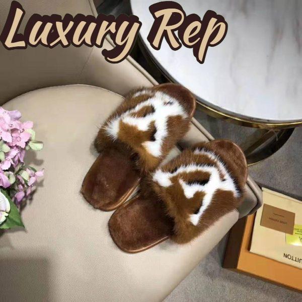 Replica Louis Vuitton LV Women Homey Flat Mule in Mink Fur-Brown 3