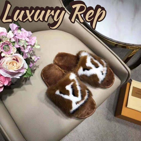 Replica Louis Vuitton LV Women Homey Flat Mule in Mink Fur-Brown 5