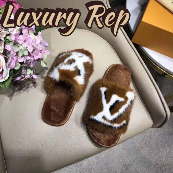 Replica Louis Vuitton LV Women Homey Flat Mule in Mink Fur-Brown 6