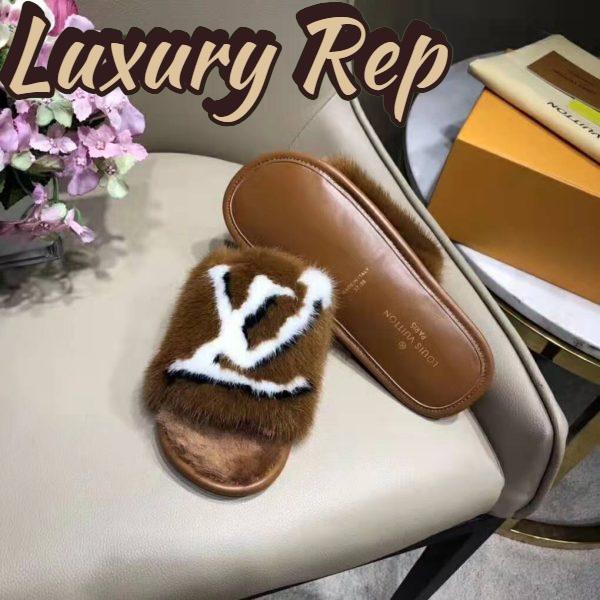 Replica Louis Vuitton LV Women Homey Flat Mule in Mink Fur-Brown 7