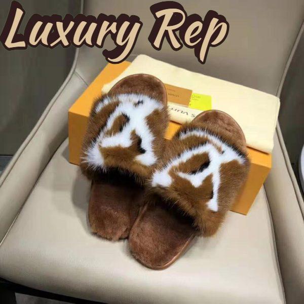 Replica Louis Vuitton LV Women Homey Flat Mule in Mink Fur-Brown 8