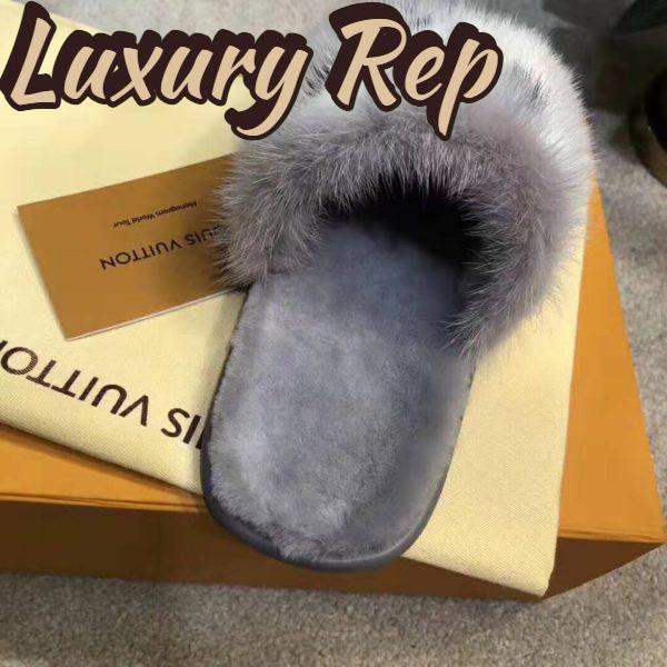 Replica Louis Vuitton LV Women Homey Flat Mule in Mink Fur-Grey 4