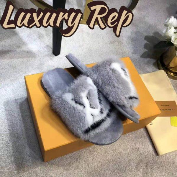 Replica Louis Vuitton LV Women Homey Flat Mule in Mink Fur-Grey 5