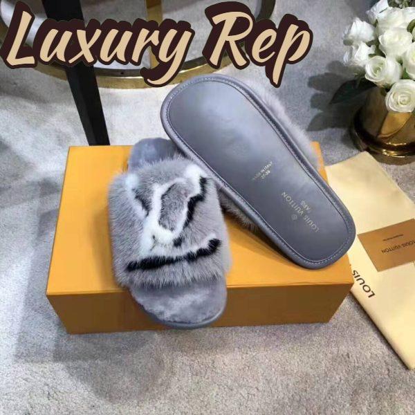 Replica Louis Vuitton LV Women Homey Flat Mule in Mink Fur-Grey 7