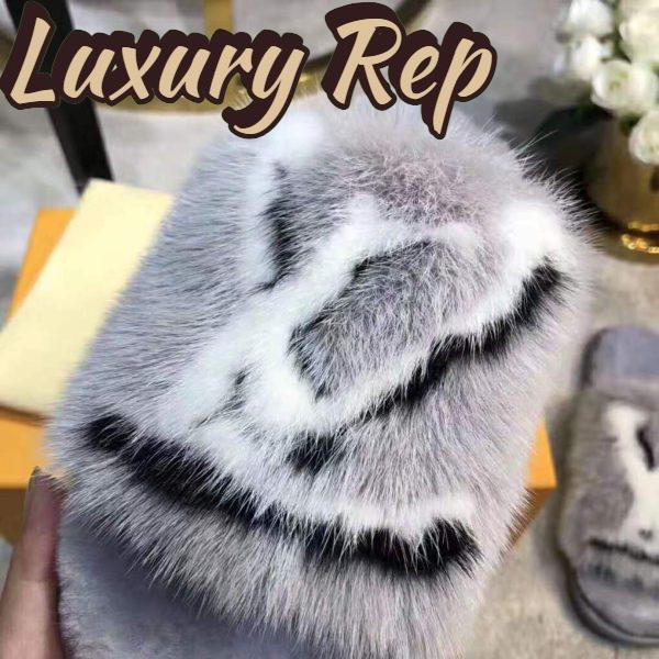 Replica Louis Vuitton LV Women Homey Flat Mule in Mink Fur-Grey 9