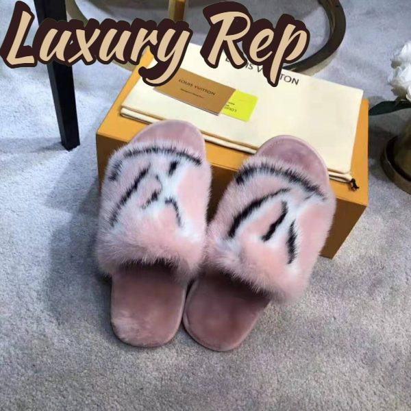 Replica Louis Vuitton LV Women Homey Flat Mule in Mink Fur-Pink 4