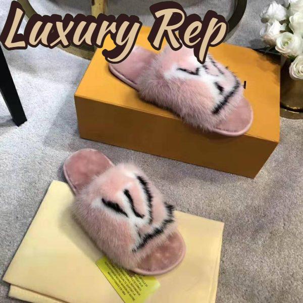 Replica Louis Vuitton LV Women Homey Flat Mule in Mink Fur-Pink 6