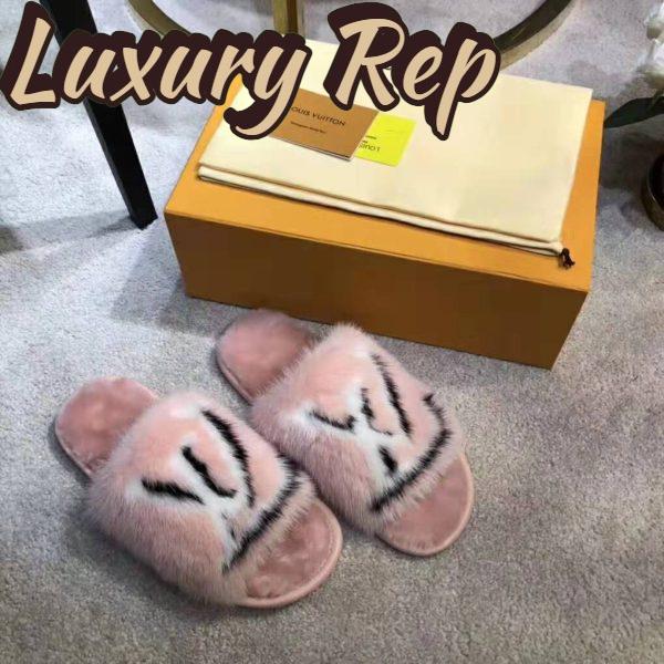 Replica Louis Vuitton LV Women Homey Flat Mule in Mink Fur-Pink 8