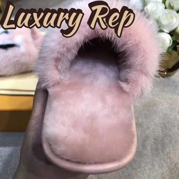 Replica Louis Vuitton LV Women Homey Flat Mule in Mink Fur-Pink 9