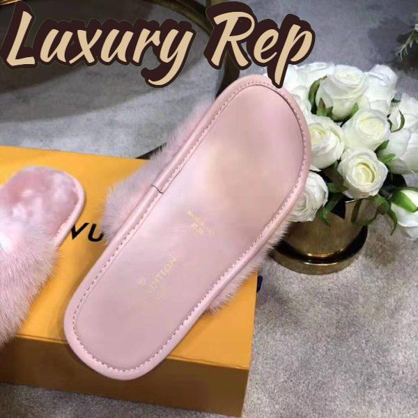 Replica Louis Vuitton LV Women Homey Flat Mule in Mink Fur-Pink 11