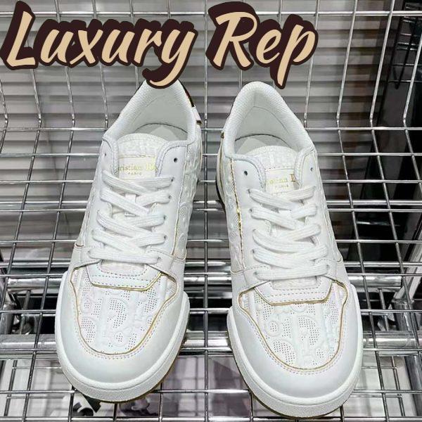 Replica Dior Unisex Shoes CD One Sneaker White Gold-Tone Dior Oblique Perforated Calfskin 5
