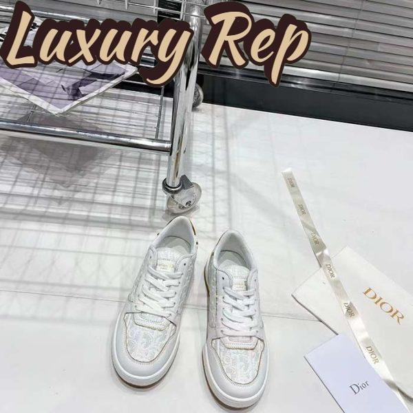 Replica Dior Unisex Shoes CD One Sneaker White Gold-Tone Dior Oblique Perforated Calfskin 7