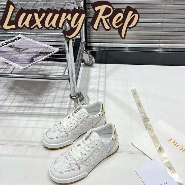 Replica Dior Unisex Shoes CD One Sneaker White Gold-Tone Dior Oblique Perforated Calfskin 8