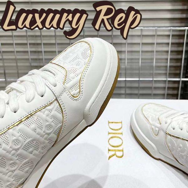 Replica Dior Unisex Shoes CD One Sneaker White Gold-Tone Dior Oblique Perforated Calfskin 11