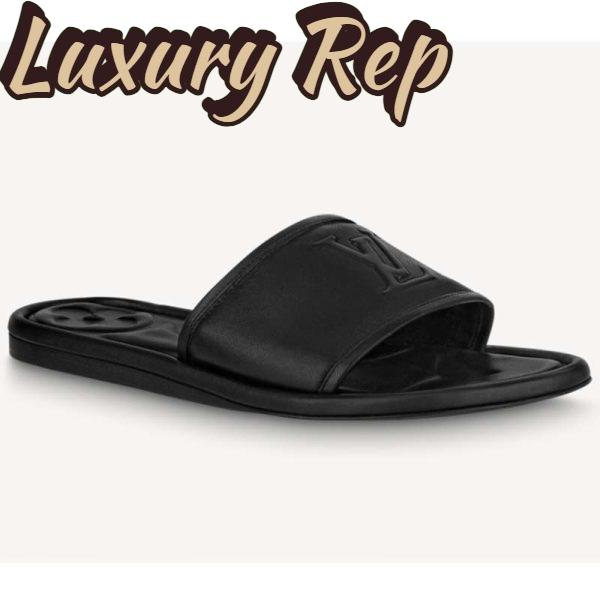 Replica Louis Vuitton LV Women Magnetic Flat Mule Black Lambskin Leather Outsole
