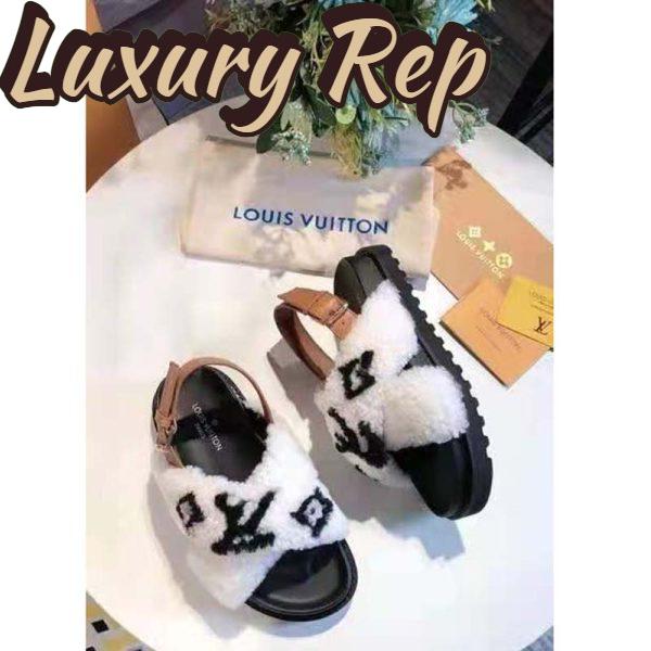Replica Louis Vuitton LV Women Paseo Flat Comfort Mule Beige Shearling and Calf Leather 7