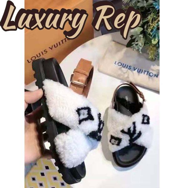 Replica Louis Vuitton LV Women Paseo Flat Comfort Mule Beige Shearling and Calf Leather 10