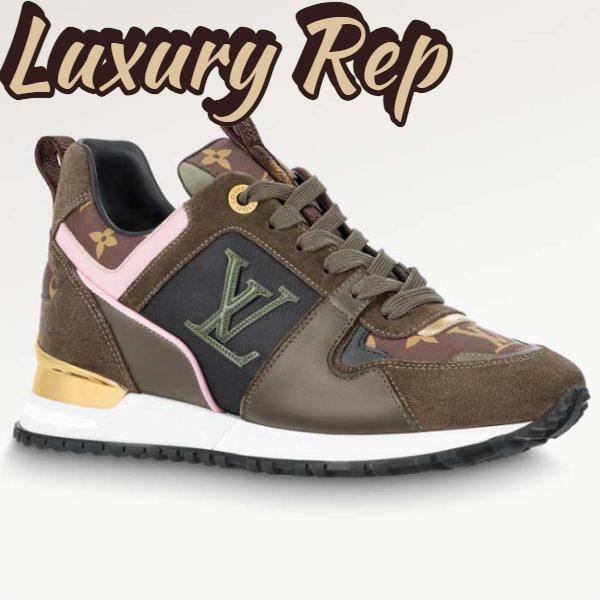 Replica Louis Vuitton LV Unisex Run Away Sneaker Khaki Green Suede Calf Leather Monogram