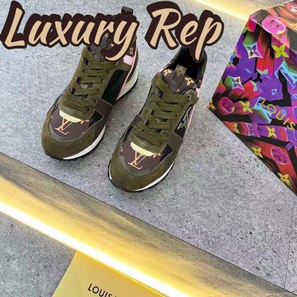 Replica Louis Vuitton LV Unisex Run Away Sneaker Khaki Green Suede Calf Leather Monogram 5