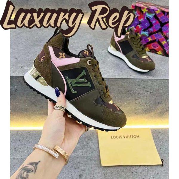 Replica Louis Vuitton LV Unisex Run Away Sneaker Khaki Green Suede Calf Leather Monogram 8