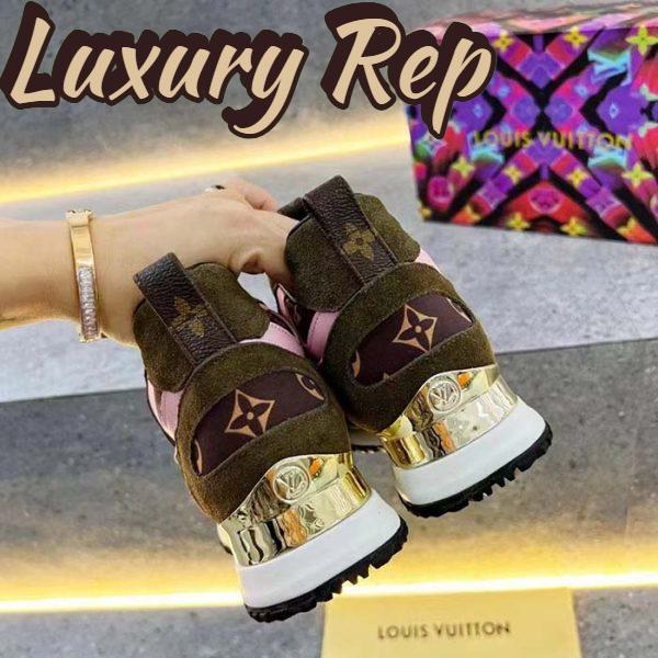 Replica Louis Vuitton LV Unisex Run Away Sneaker Khaki Green Suede Calf Leather Monogram 9