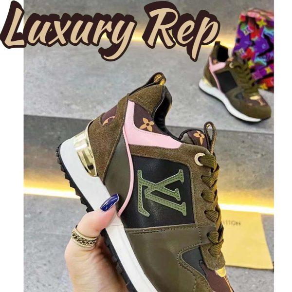 Replica Louis Vuitton LV Unisex Run Away Sneaker Khaki Green Suede Calf Leather Monogram 10