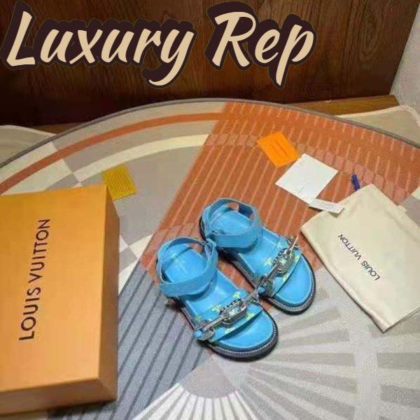 Replica Louis Vuitton LV Women Paseo Flat Comfort Sandal Mint Green Monogram Embossed Lamb Calf Leather 3